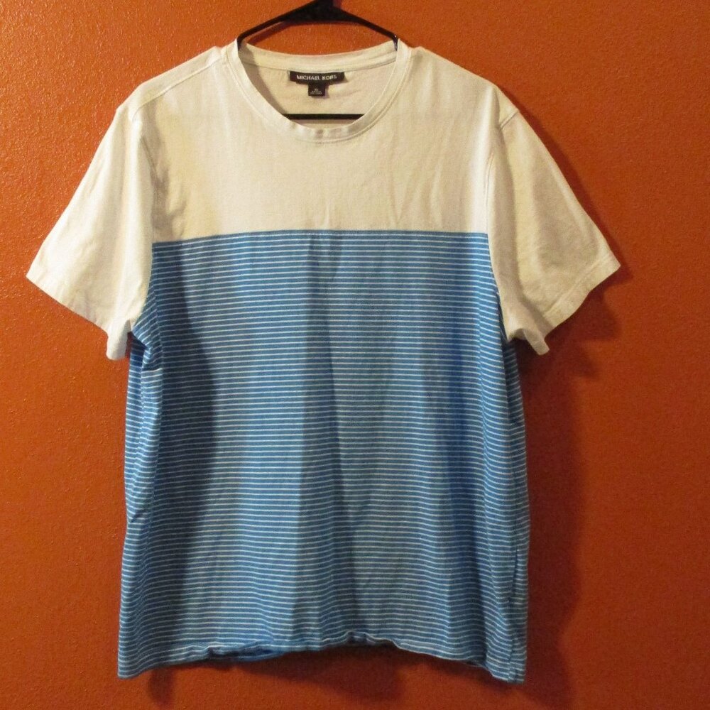 Michael Kors Shirt Woman X Large Blue White Outdoors Travel Vacation Shirt